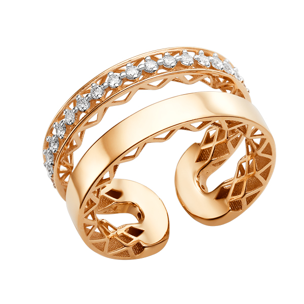 Кольцо, золото, фианит, 900281-1102